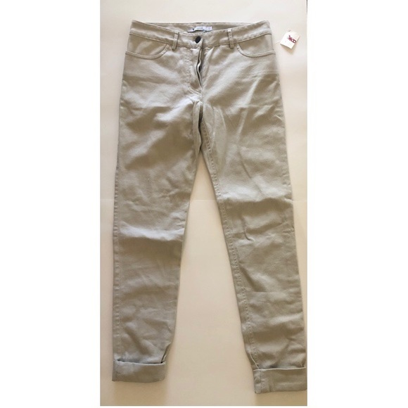 Alexander Wang Cotton & Leather Jeans Bone NWT 25 - Picture 1 of 5